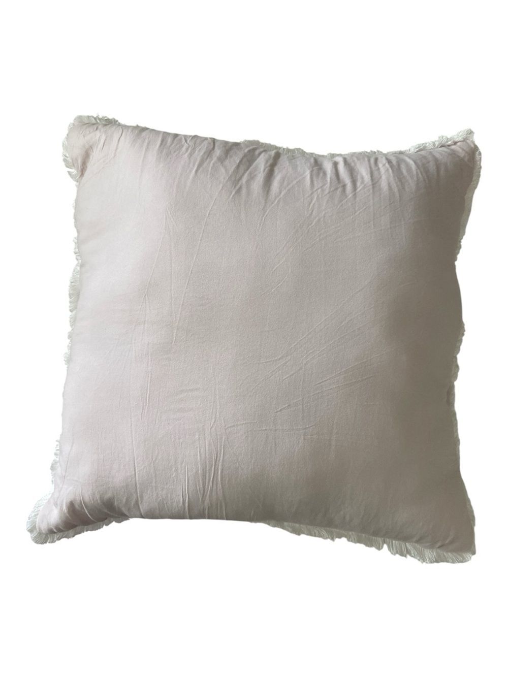 Soft Fringe 16" X 16" Square Throw Pillow in Light Blush Pink Color